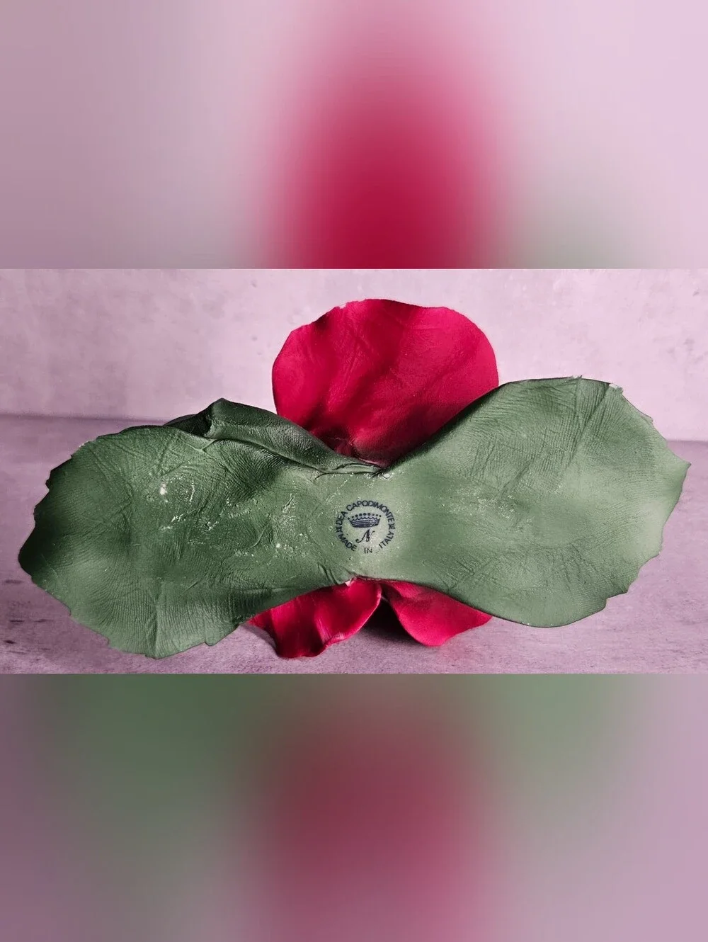 Capodimonte Handcrafted Porcelain Red Rose